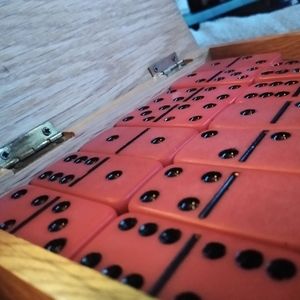 Vintage red and black dominoes